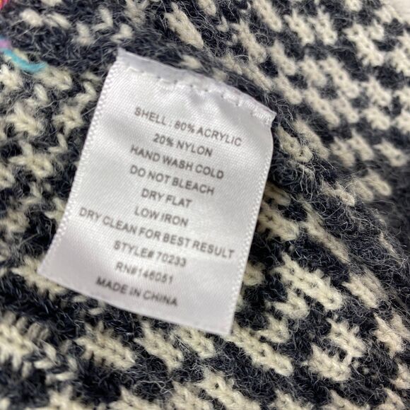 Monteau Long Open Cardigan XSmall Fair Isle Hooded Boho Cottage Hippie Preppy - Picture 11 of 11